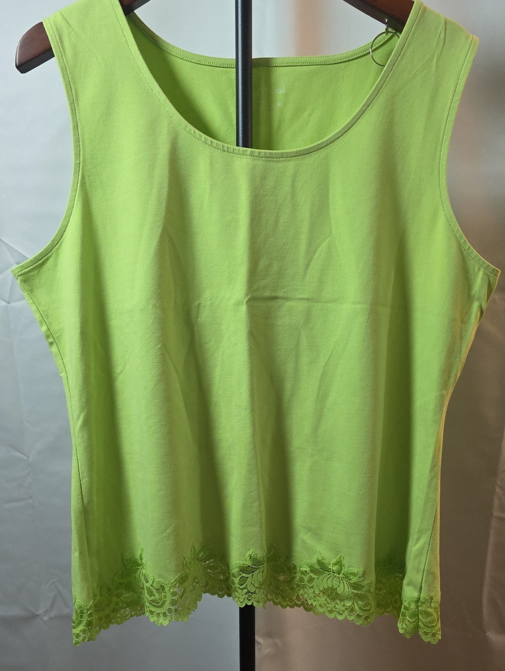 Coldwater Creek Lime Green Lace-Hem Tank Top